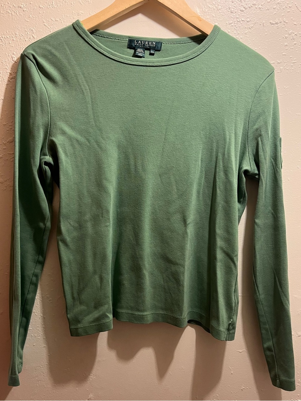 Lauren Ralph Lauren Green Long Sleeve 100% Cotton Top Women’s Size Medium